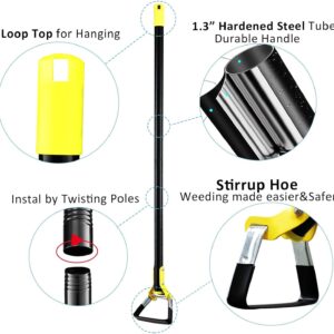 Garden Hoe Adjustable Long Handle Heavy Duty Black - Image 3