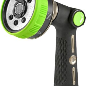 Garden Hose Nozzle Metal Green 8 Spray Patterns