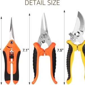 Garden Pruning Shears Set Stainless Steel Handheld 3 Pack - Image 2