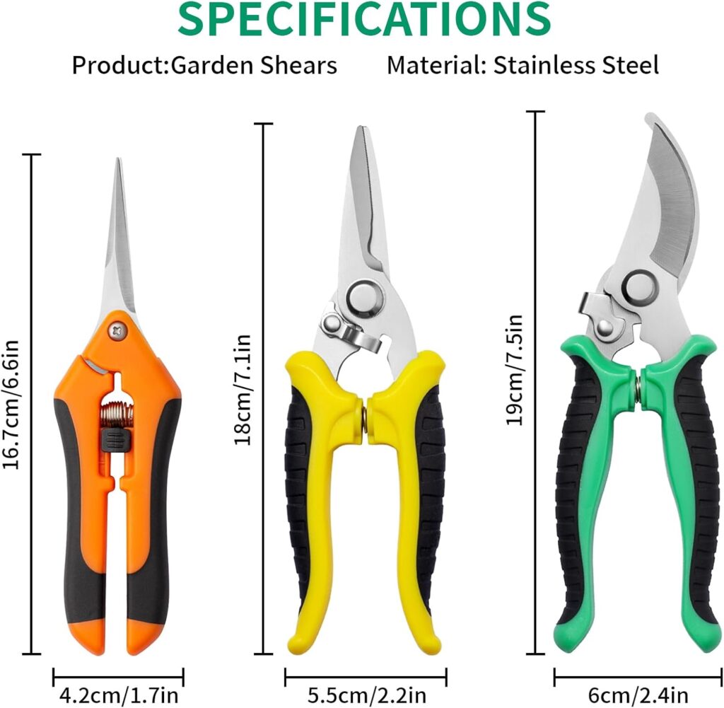 Garden Pruning Shears Stainless Steel 3 Pack - Image 2