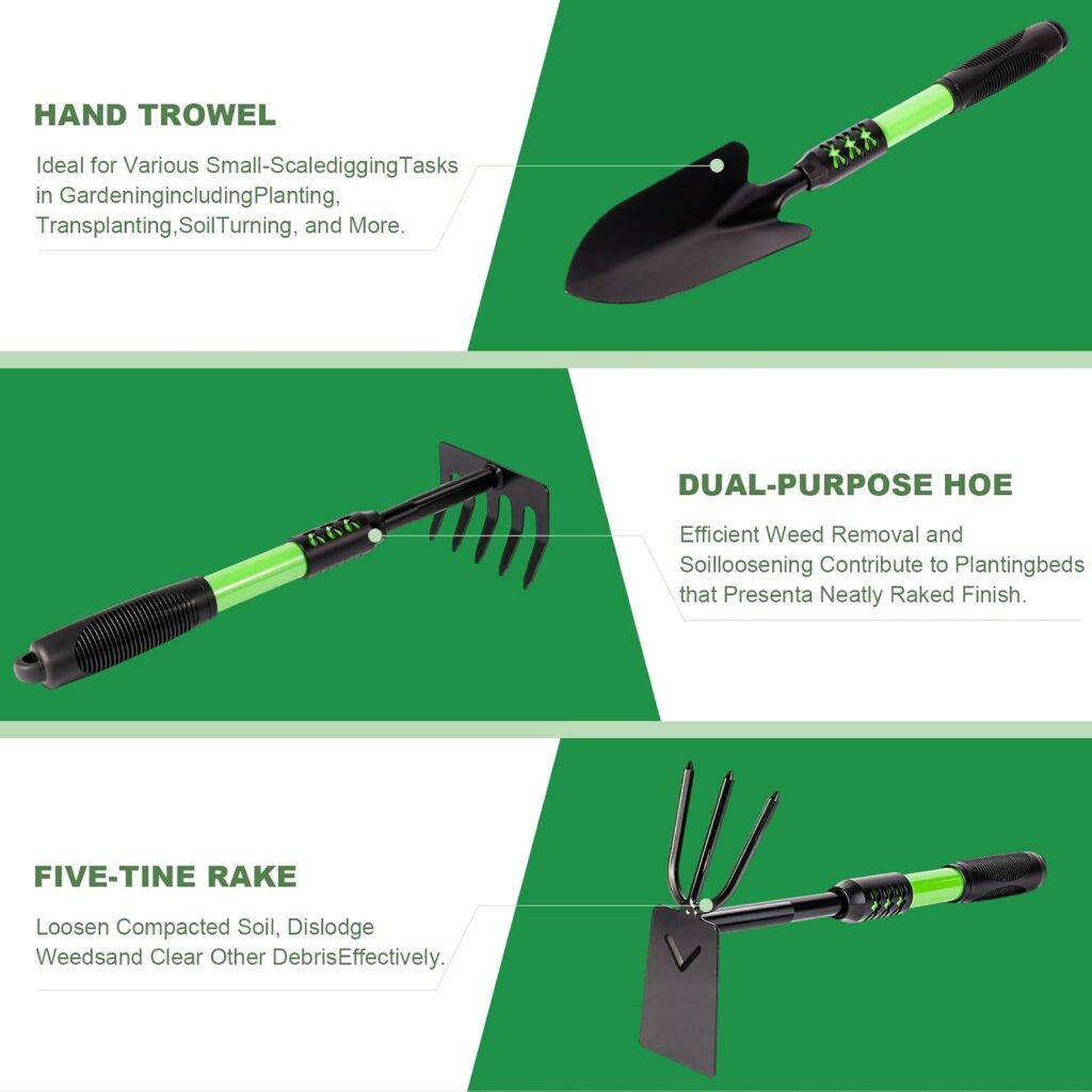 Garden Tool Set 3 Pack Lightweight Green - Image 7