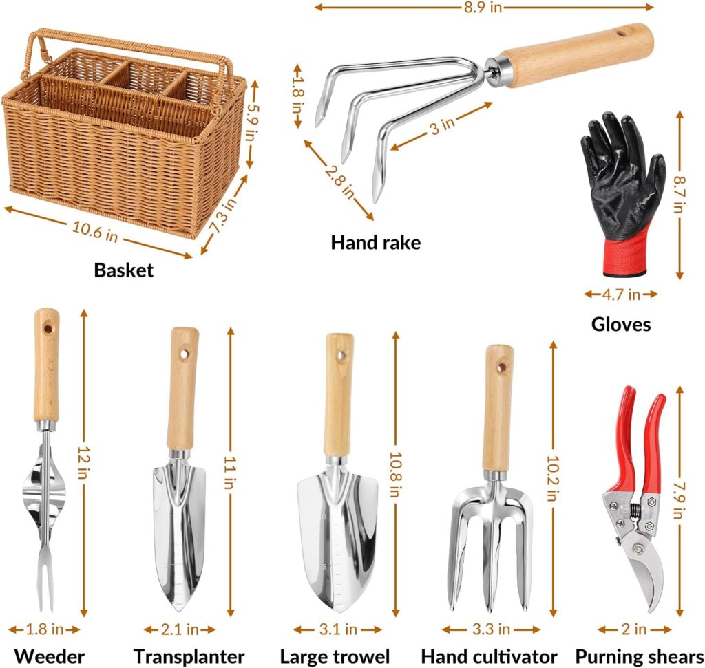 Garden Tools Set Stainless Steel Wood Handle - Image 3