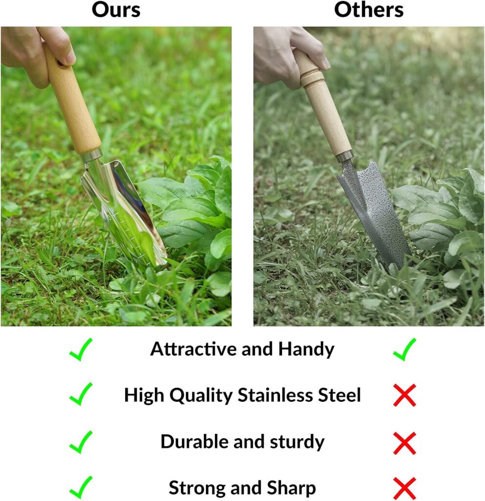 Garden Tools Set Stainless Steel Wood Handle - Image 4